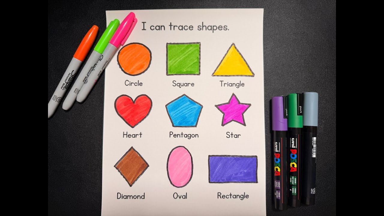 Learn Shapes for Toddlers | Tracing & Coloring Fun