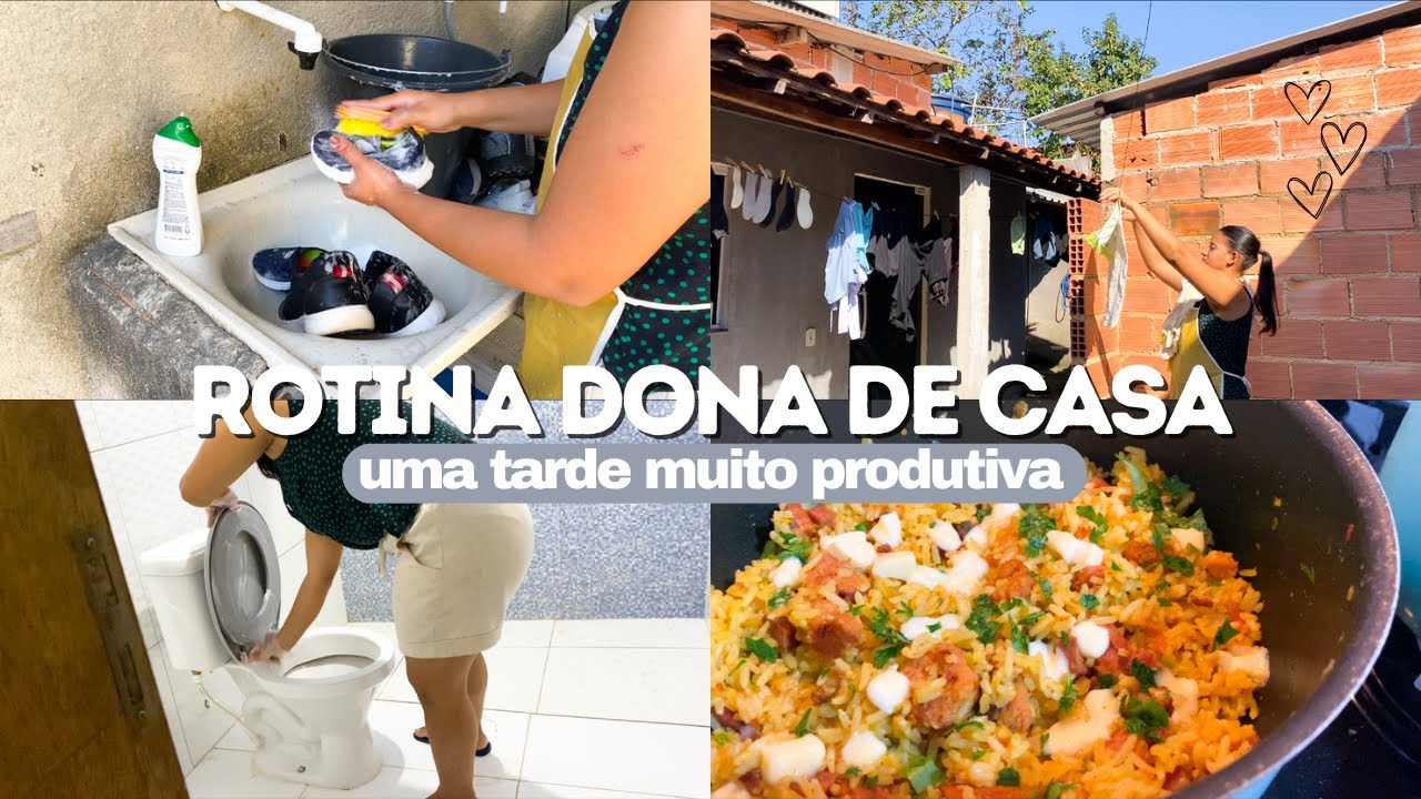 ROTINA DE CUIDADOS COM O LAR - tarde produtiva, lavei tênis, banheiro + arroz a toscana🏠🤎