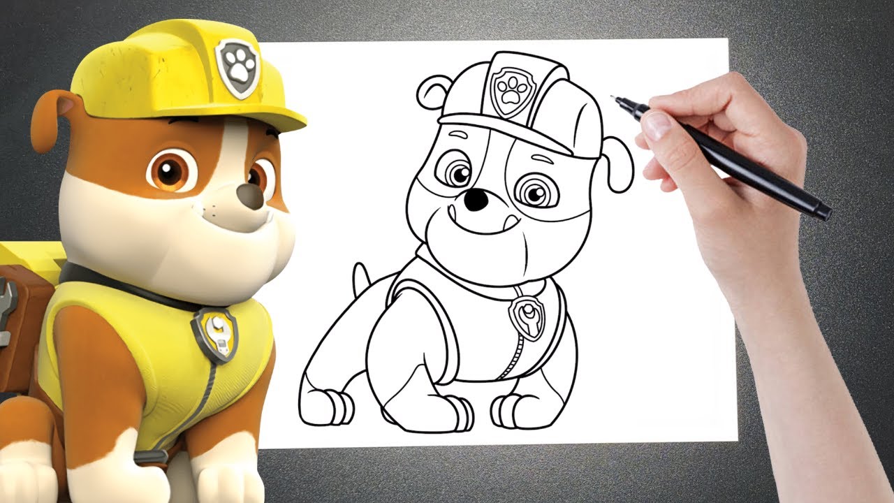 COMO DESENHAR O RUBBLE DA PATRULHA CANINA - Passo a Passo Fácil