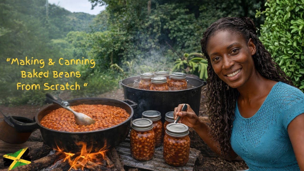 How We Cooked & CANNED “Baked Beans” in the Countryside Using Only Firewood! 🔥 Ole-Time Cooking 🇯🇲