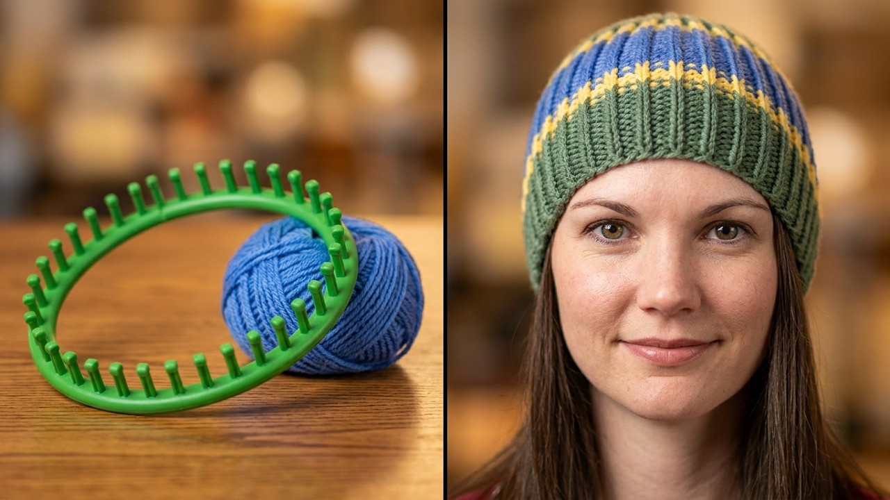 Как сделать шапку-бини с помощью круглого ткацкого станка Knifty Knitter Loom