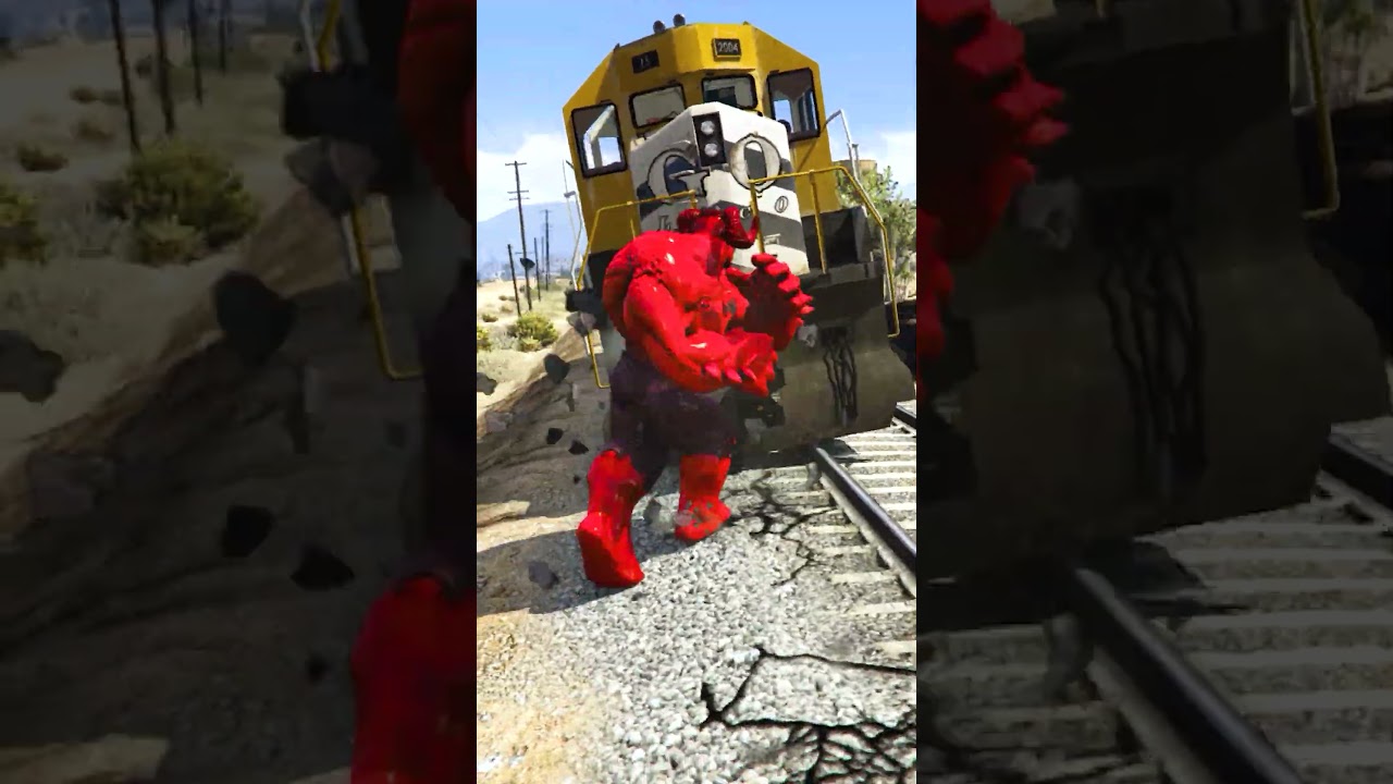 Red Hulk vs Train Amazing Moments GTA 5 #shorts #shortvideo