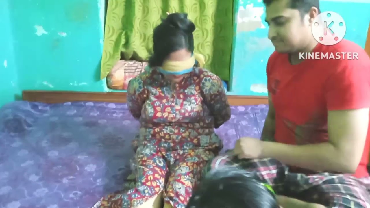Blindfold bed hogtie challenge💪 video#funny vide..