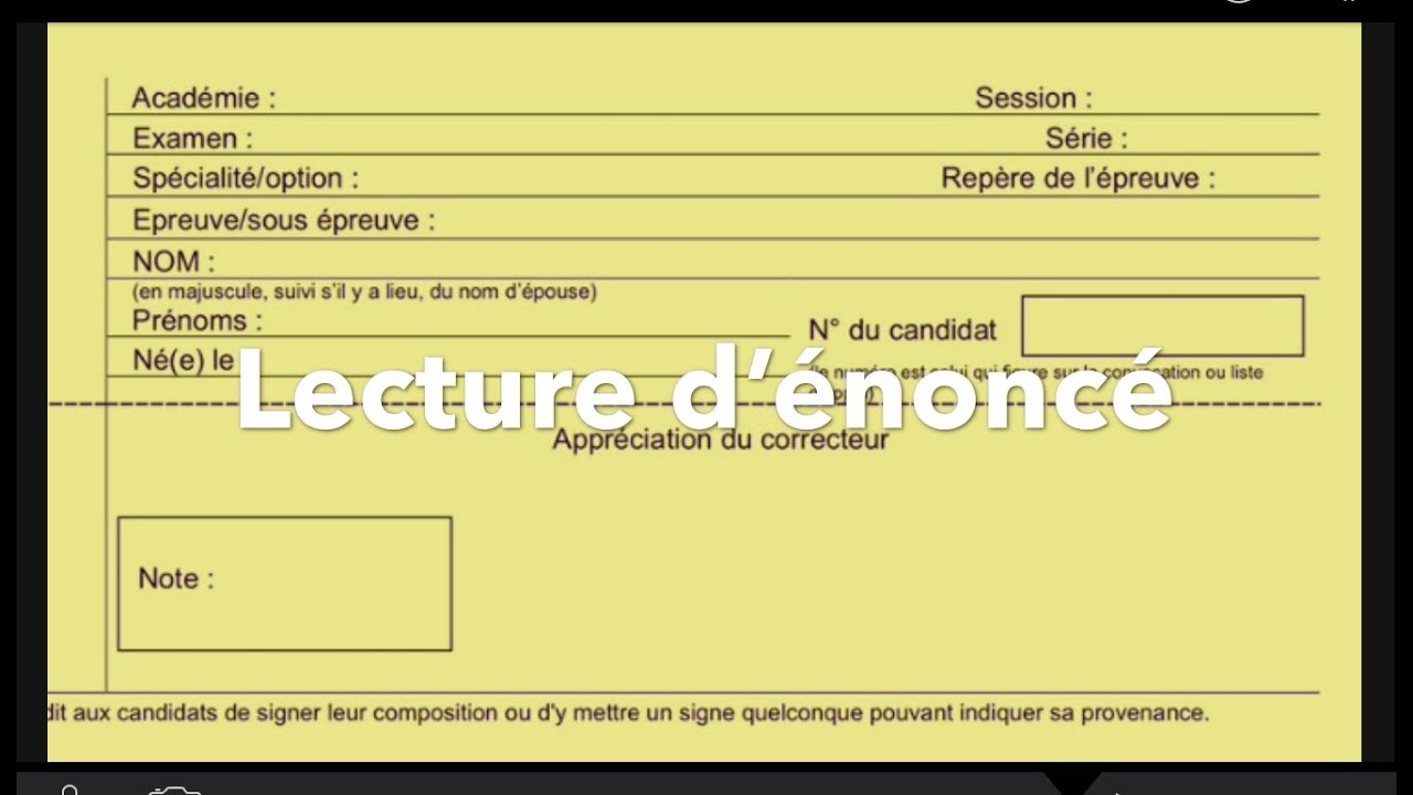 Lecture d&rsquo;un &eacute;nonc&eacute;.