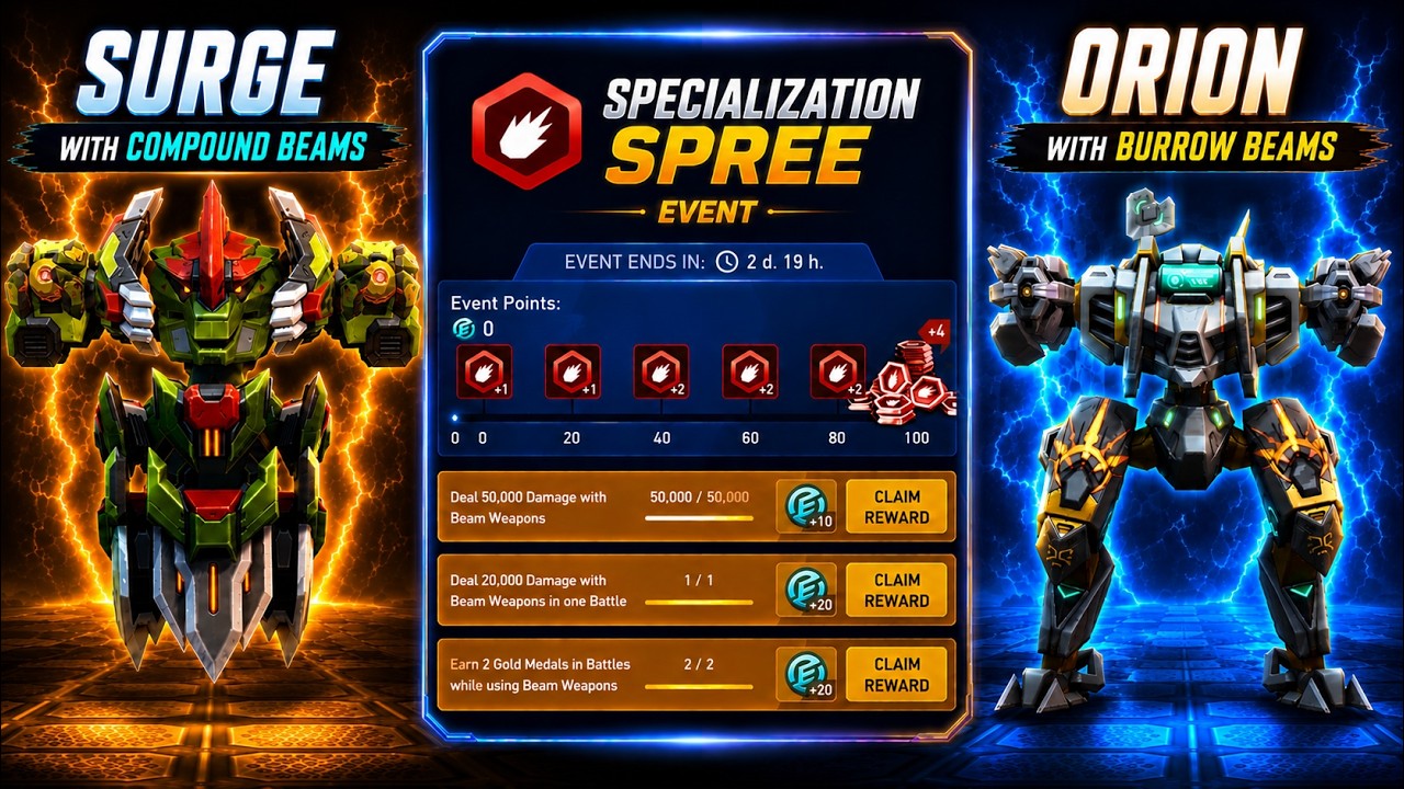 😱 SURGE + COMPOUND BEAMS & ORION + BURROW BEAMS IS SECRETLY BROKEN?! I Mech Arena 🤯🔥