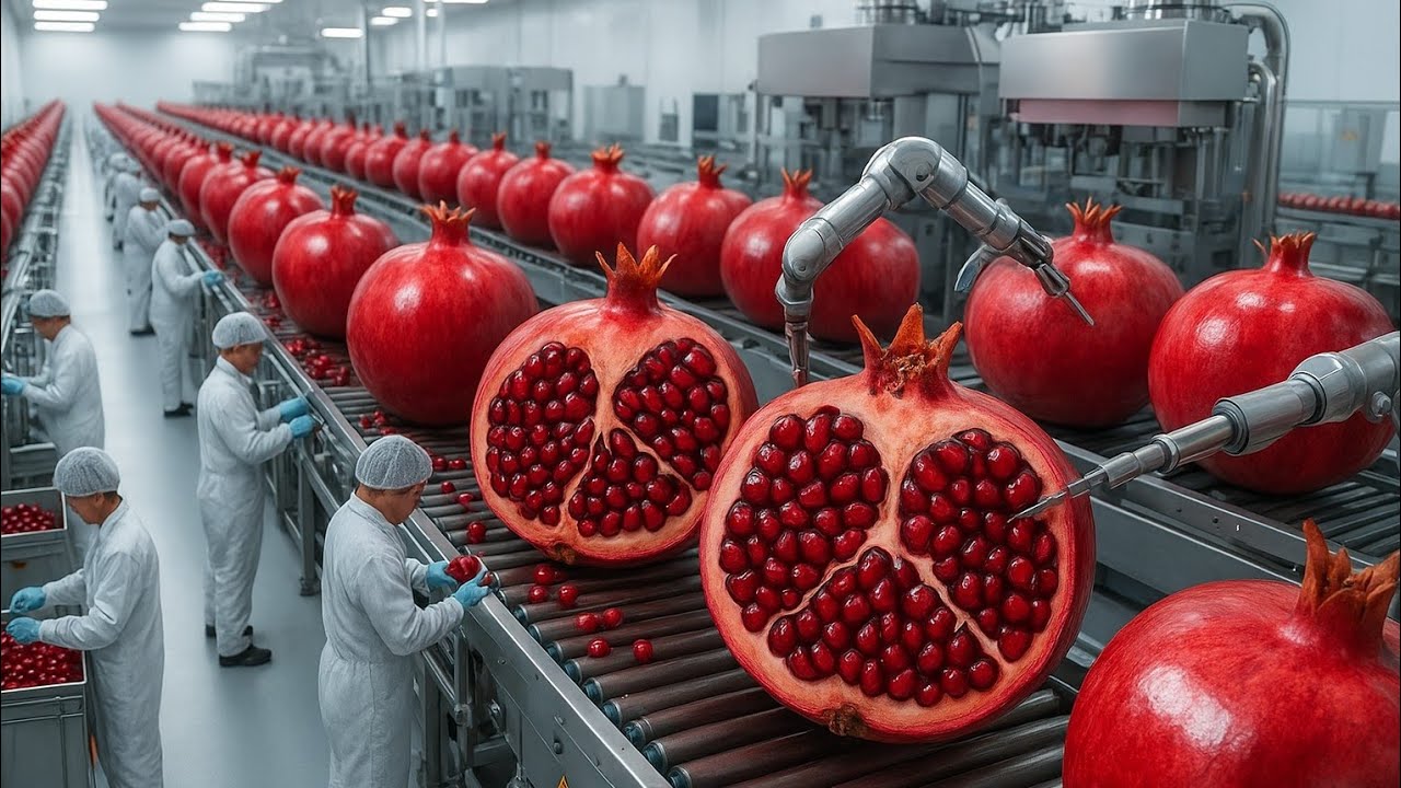 How Pomegranate Juice is Made in a Modern Factory|Inside Pomegranate Processing Plant(Full Process)