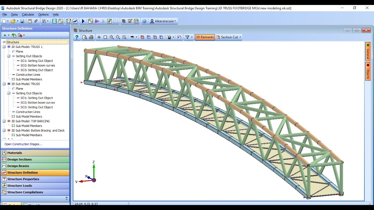 Truss Footbridge modeling with Autodesk structural bridge design