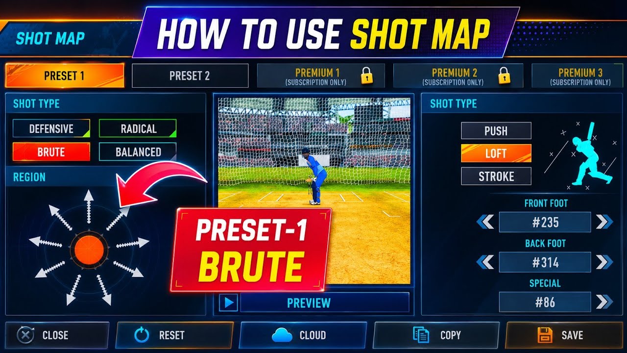 Brute Preset :- 1 || Real Cricket 24 Shot map code || How to Use Shot map in Rc24 🔥