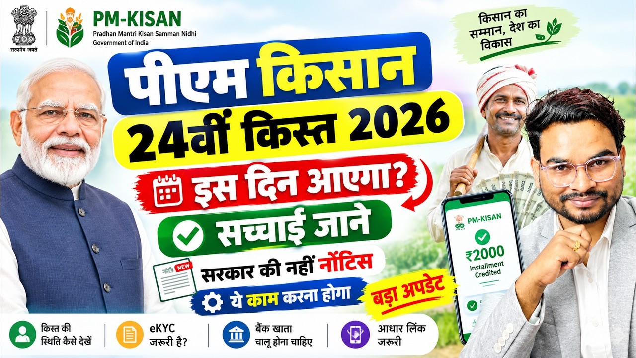 Pm Kisan 24th Installment Date 2026 | Pm Kisan 2000 Kist Kab Aayega | PM Kisan 24वीं किस्त कब आएगी?