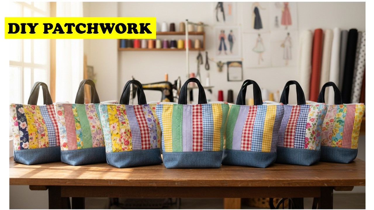 DIY COSIENDO EN CASA UN LINDO BOLSO EN PATCHWORK/NO TIRES TUS RESTOS DE TELA!