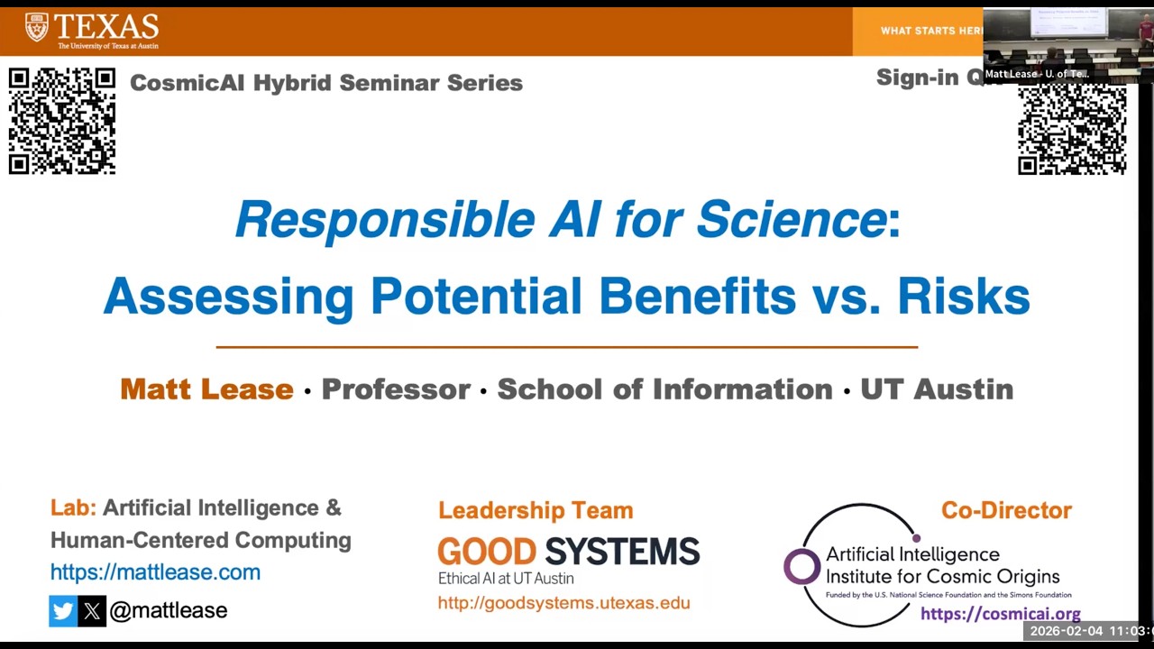 Responsible AI for Science: Benefits vs Risks with Matt Lease (Co-Director, CosmicAI)