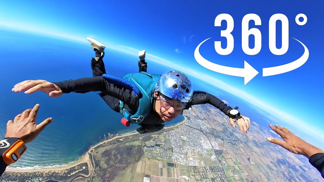 第一视角高空跳伞 【360°全景VR】太刺激了！