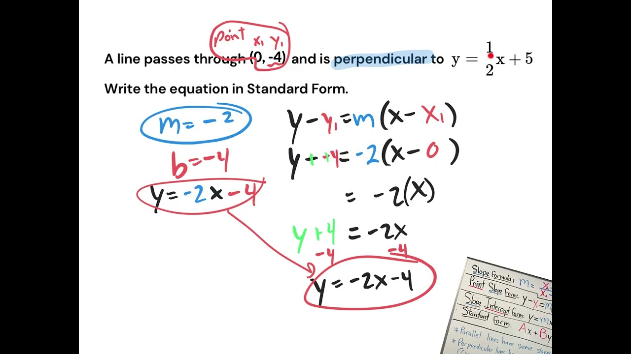 Unit 4 Test review writing linear equations in different forms