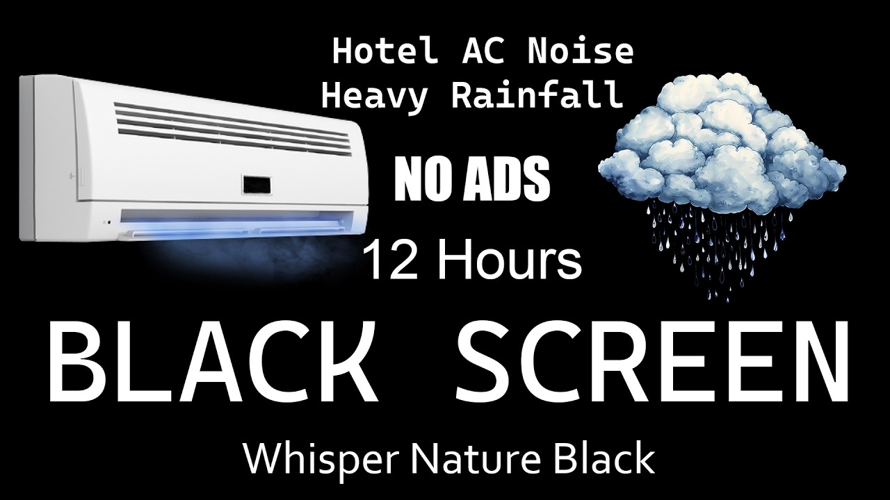 [NO ADS] Fall Into Sleep Instantly with Hotel AC Noise Heavy Rainfall Tonight | White Noise