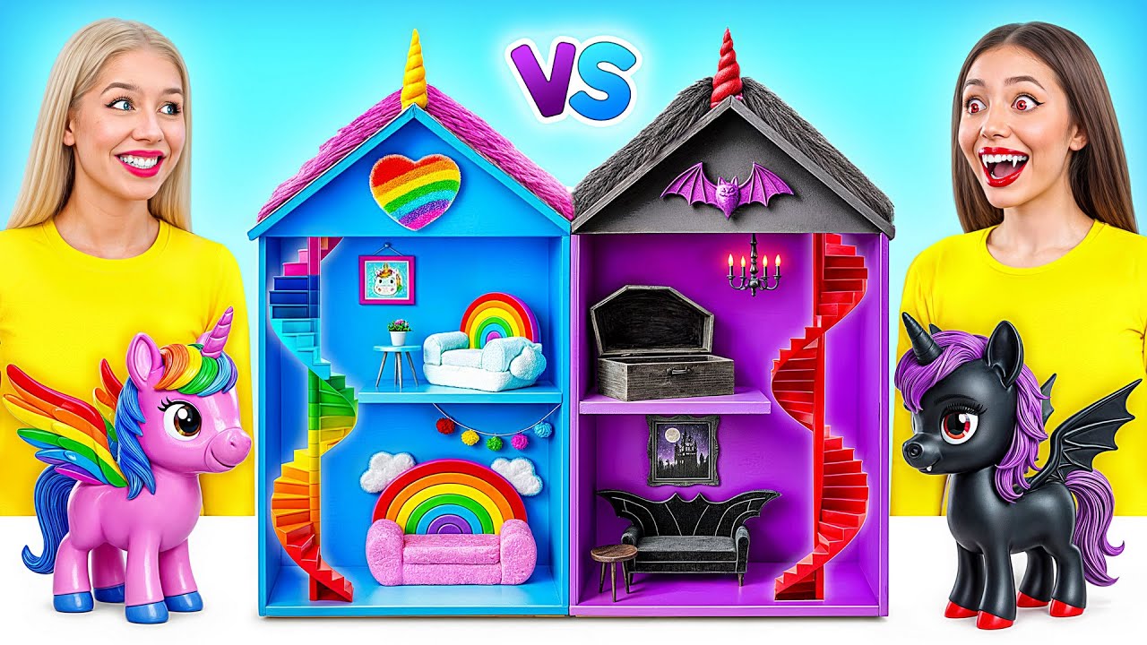 Construimos Casa de Mu&ntilde;ecas Asombrosa | Desaf&iacute;o Arco&iacute;ris vs. Negro Bubba DO Challenge