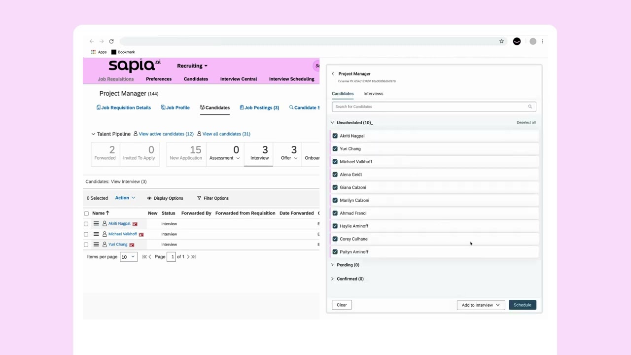 Live Interview: Interview Scheduling by Sapia.ai