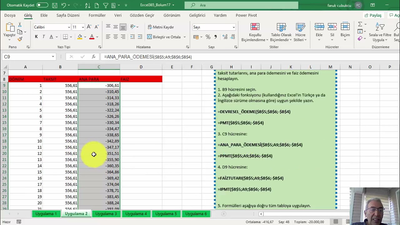 Excel Finansal Fonksiyonlar