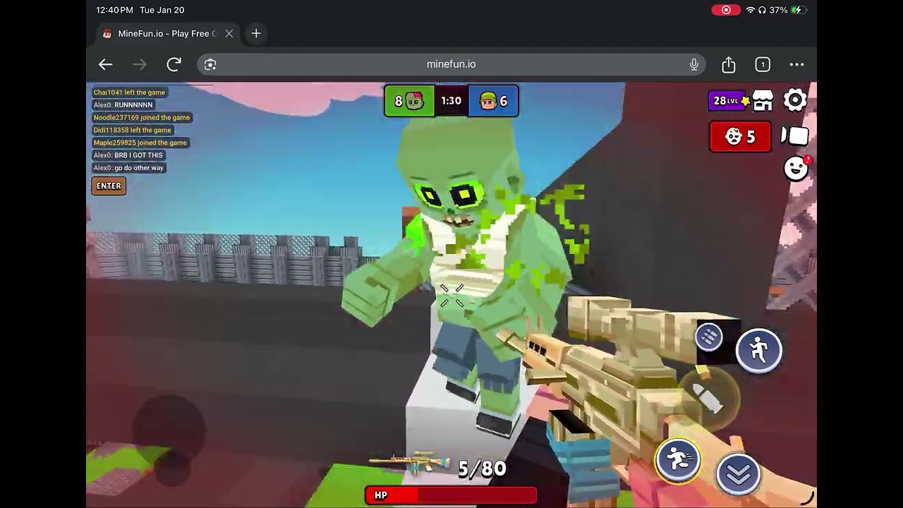 Playing minefun.io infection with friends