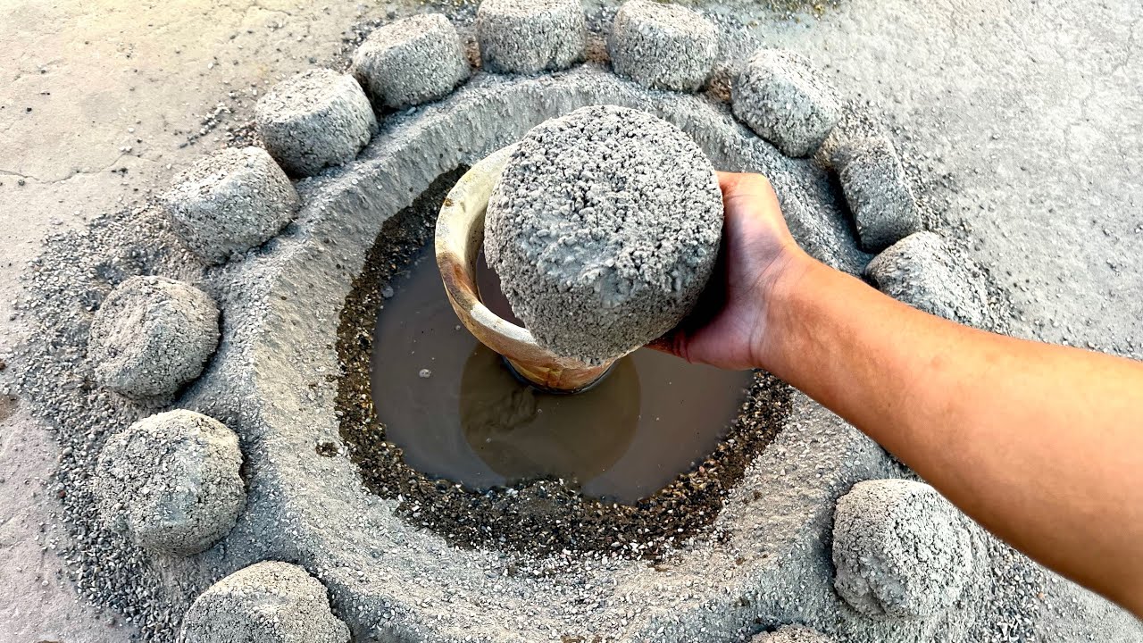ASMR | New Sandcement stonecrush Claypot Water Pool crumbling 
