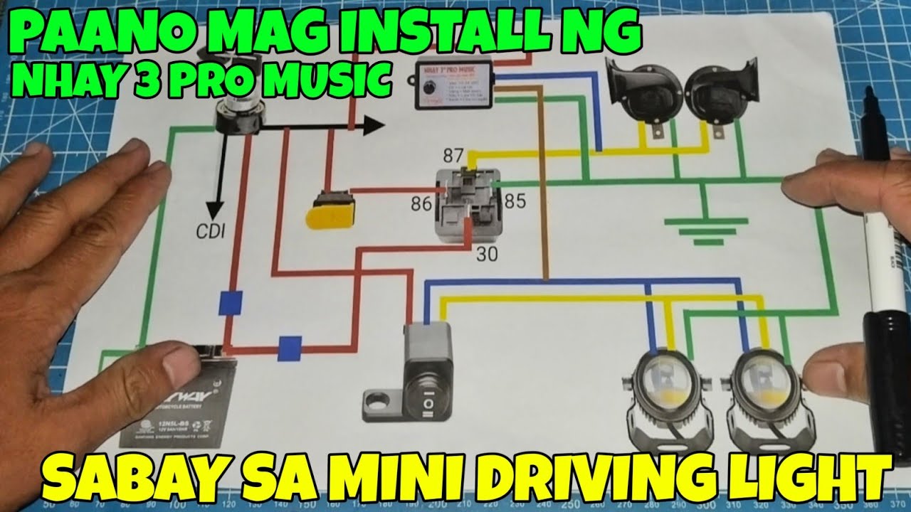 PAANO MAG INSTALL NG NHAY 3 PRO MUSIC HORN NA SUMASABAY SA MINI DRIVING LIGHT AT DUAL HORN