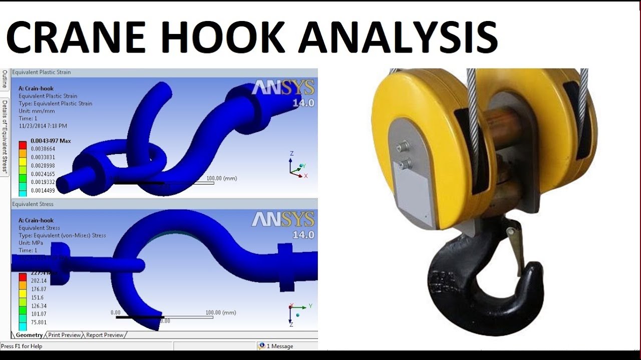 ANSYS Workbench | Crain-hook analysis | Contact Non Linear FE Analysis w/ time stepping | GRS |