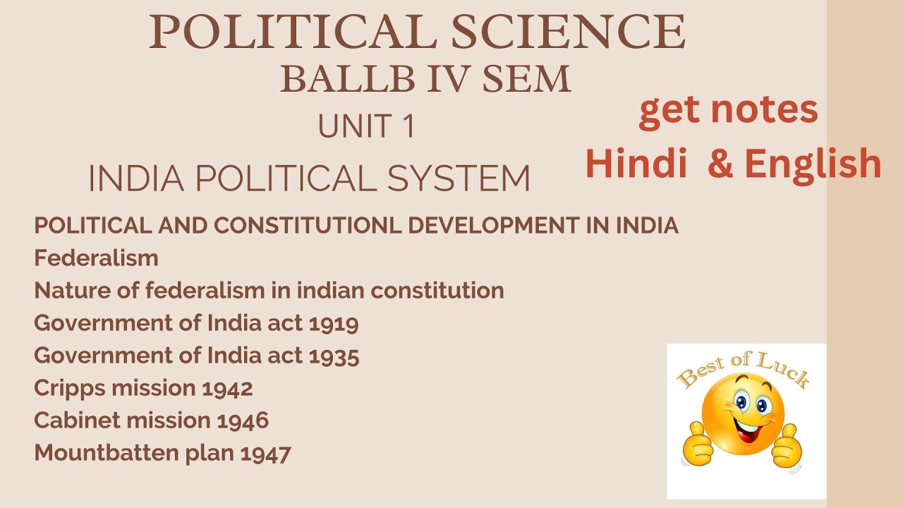 INDIA POLITICAL SYSTEM I POLITICAL AND CONSTITUTIONL DEVELOPMENT IN INDIA BA-LLB I IVTH SEM