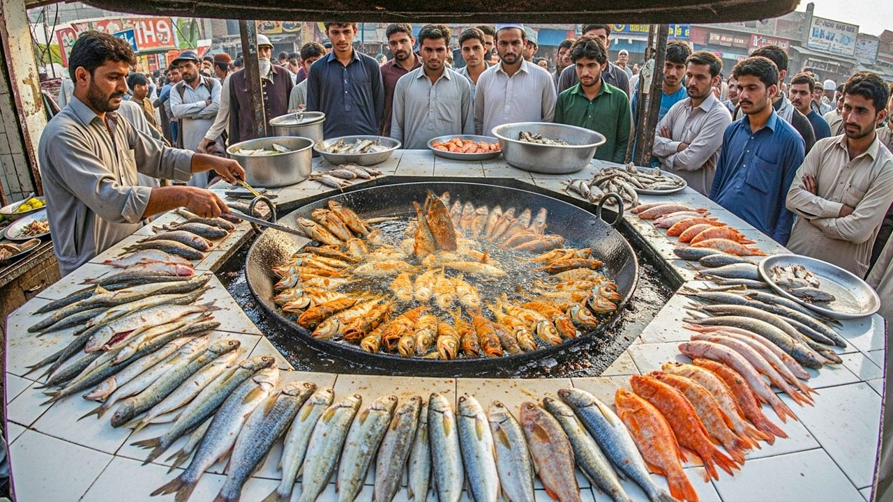 Karachi's Biggest Seafood Street | Spicy Lahori Masala Fried Fish & Grilled Fish 🐟 Machli Farosh