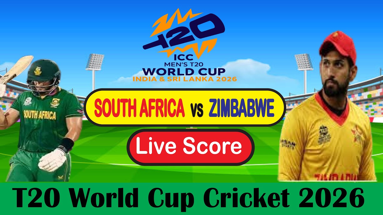SA vs ZIM Live Score Today | T20 World Cup 2026 Super 8 | South Africa vs Zimbabwe Live.