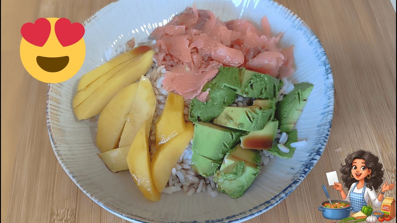 🥑 Como Hacer Poke Bowl con Mango, Aguacate y Salmón – Receta Fácil y Saludable 🥭🐟