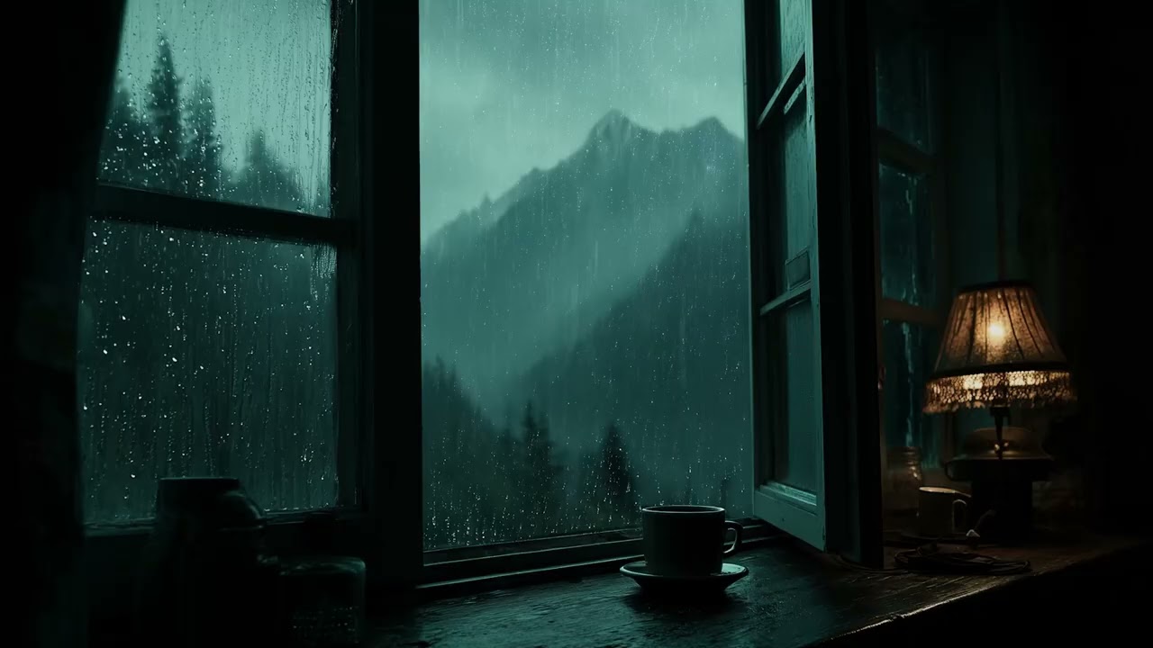 Soft Rainy Night with a Warm Lamp | Cozy Window Bedroom Ambience for Deep Rest