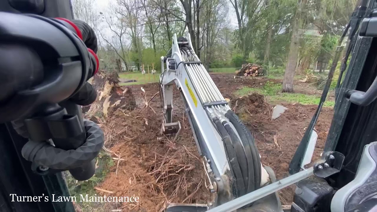 Digging out 2 stumps with bobcat e50