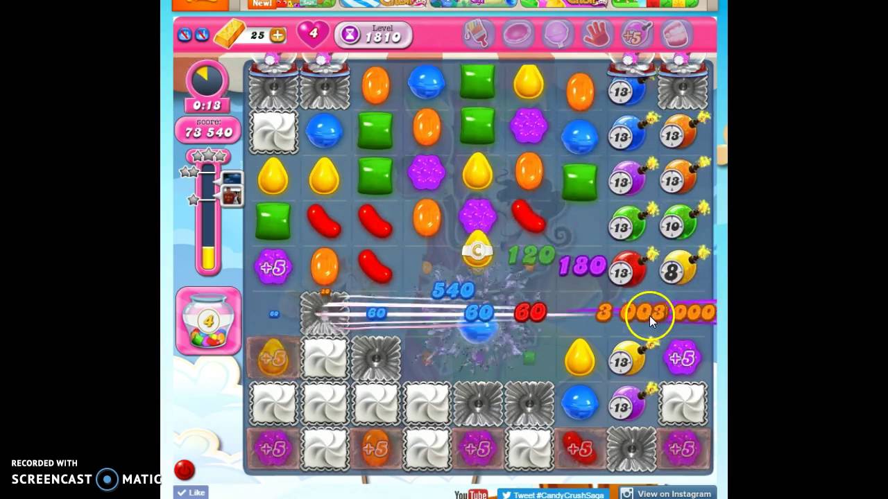 Candy Crush Level 1810 help w/audio tips, hints, tricks