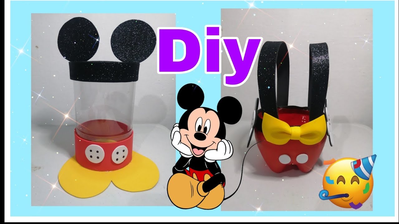 🌸🌸Tres IDEAS de dulceros con una botella plastica| mickey mouse|🌸🌸