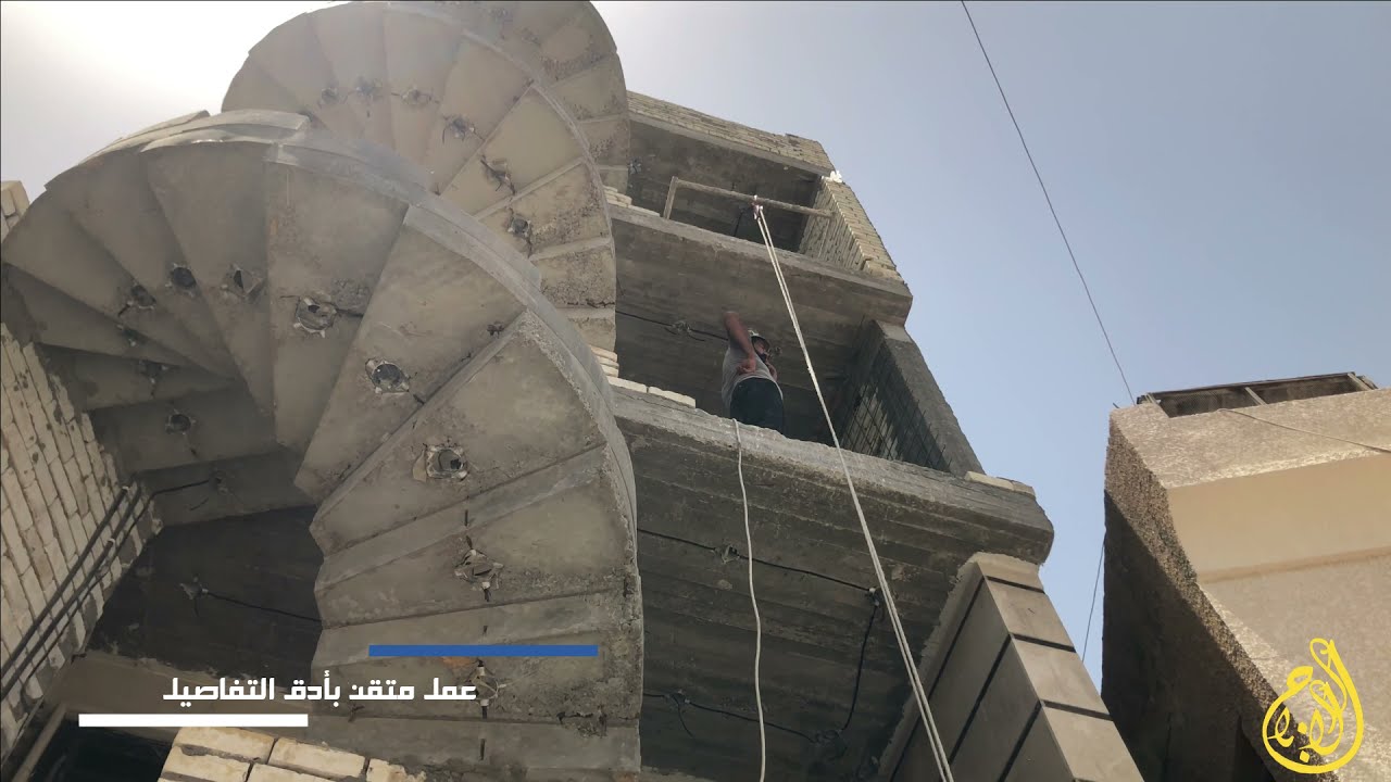 بناء منزل مساحة 100م 4 طوابق درج خارجي