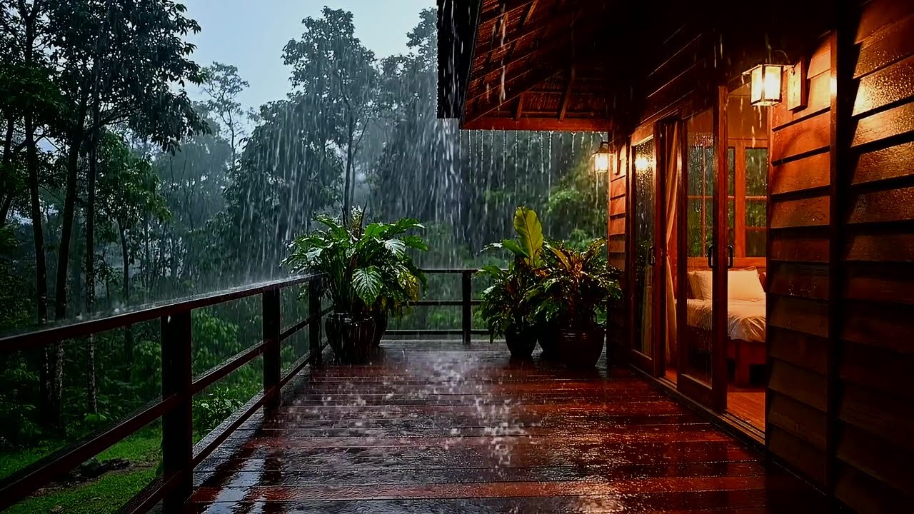 Night Rain Sounds for Insomnia Relief and Deep Sleep - Balcony Rain