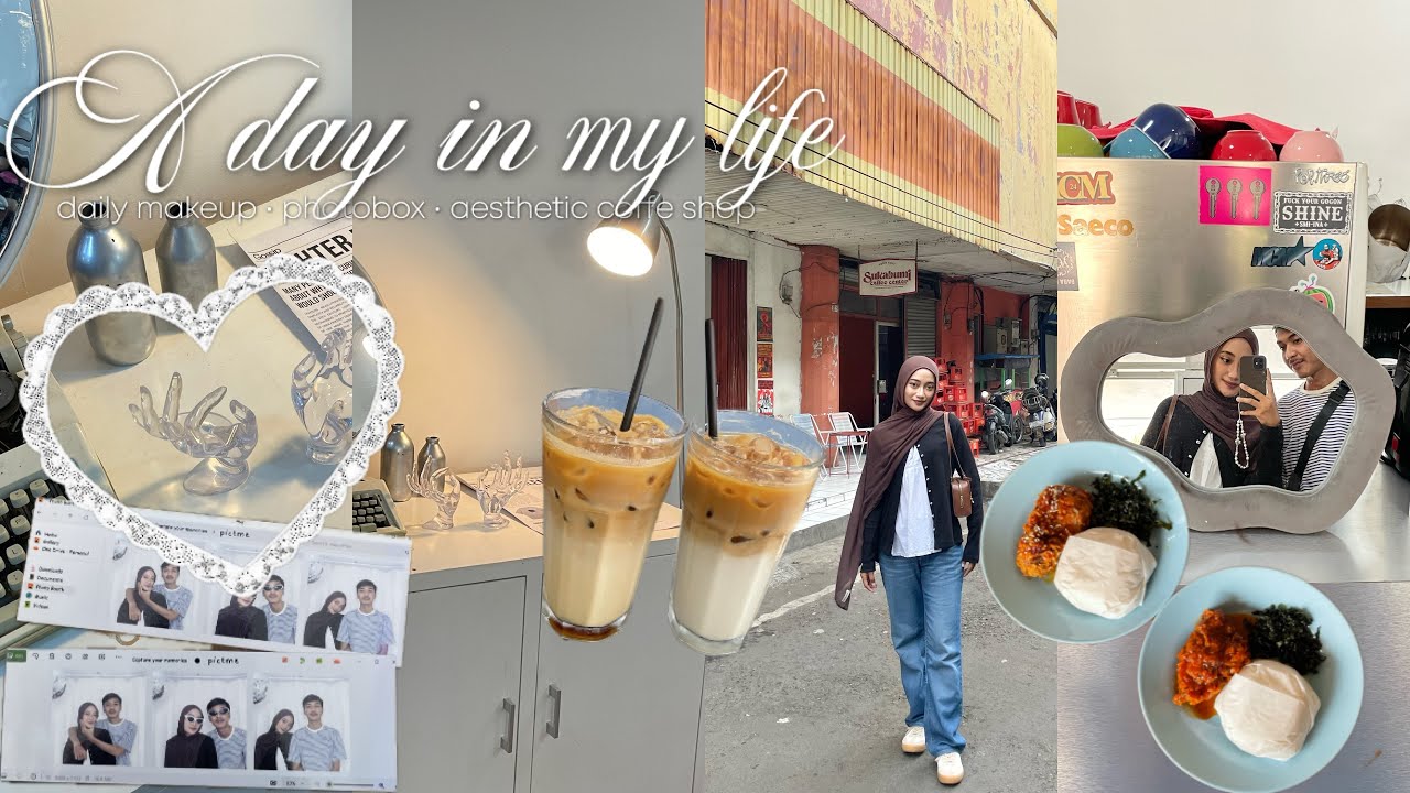 A day in my life 𐙚: daily makeup tutorial | aesthetic coffee shop | photobooth | spend time ₊⊹ᰔ 📷☕️