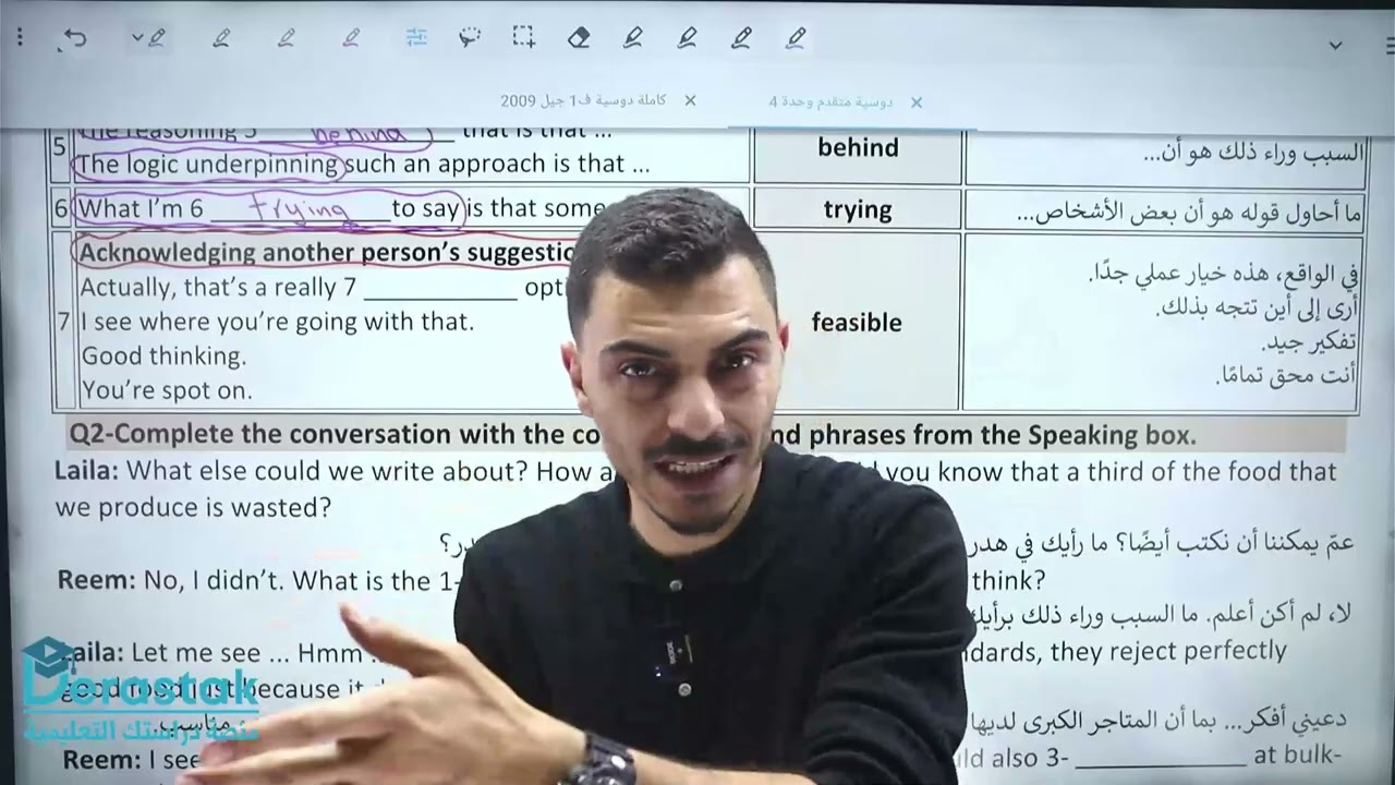 توجيهي 2008 متقدم|مهارة التحدث والاستماع الوحدة الرابعة || الأستاذ محمد أبوحسان