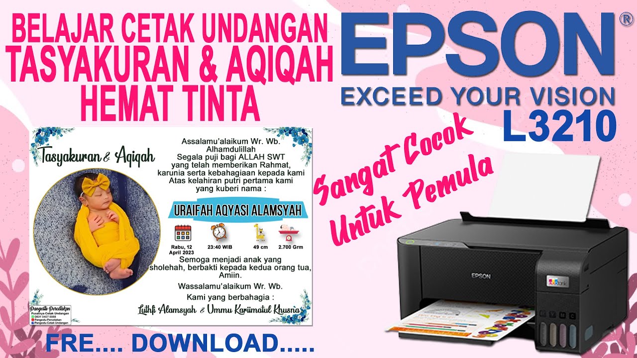 Tutorial Cetak Undangan Aqiqah Di Printer Epson | Tips Percetakan Pemula | Template  Percetakan
