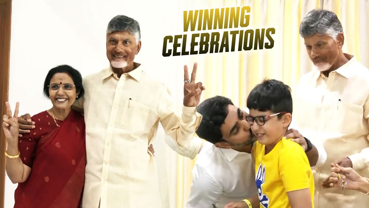 Chandrababu Naidu and Family Celebrating The Grand Victory Of TDP In AP Election 2024 | Manastars