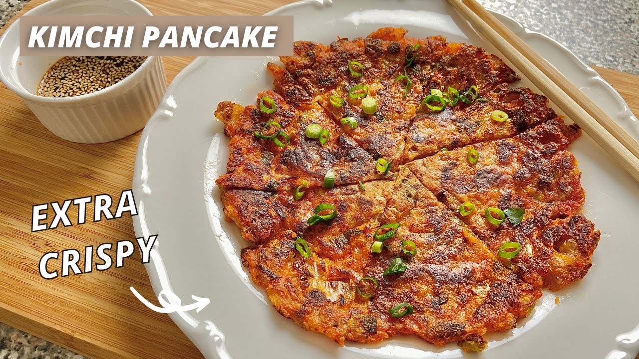 The BEST way to make CRISPY Kimchi Pancakes at Home // Easy Korean Kimchi Pancake Recipe