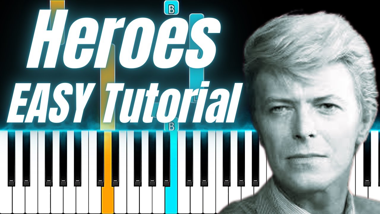 Heroes David Bowie - EASY Piano Tutorial (SHEET MUSIC)