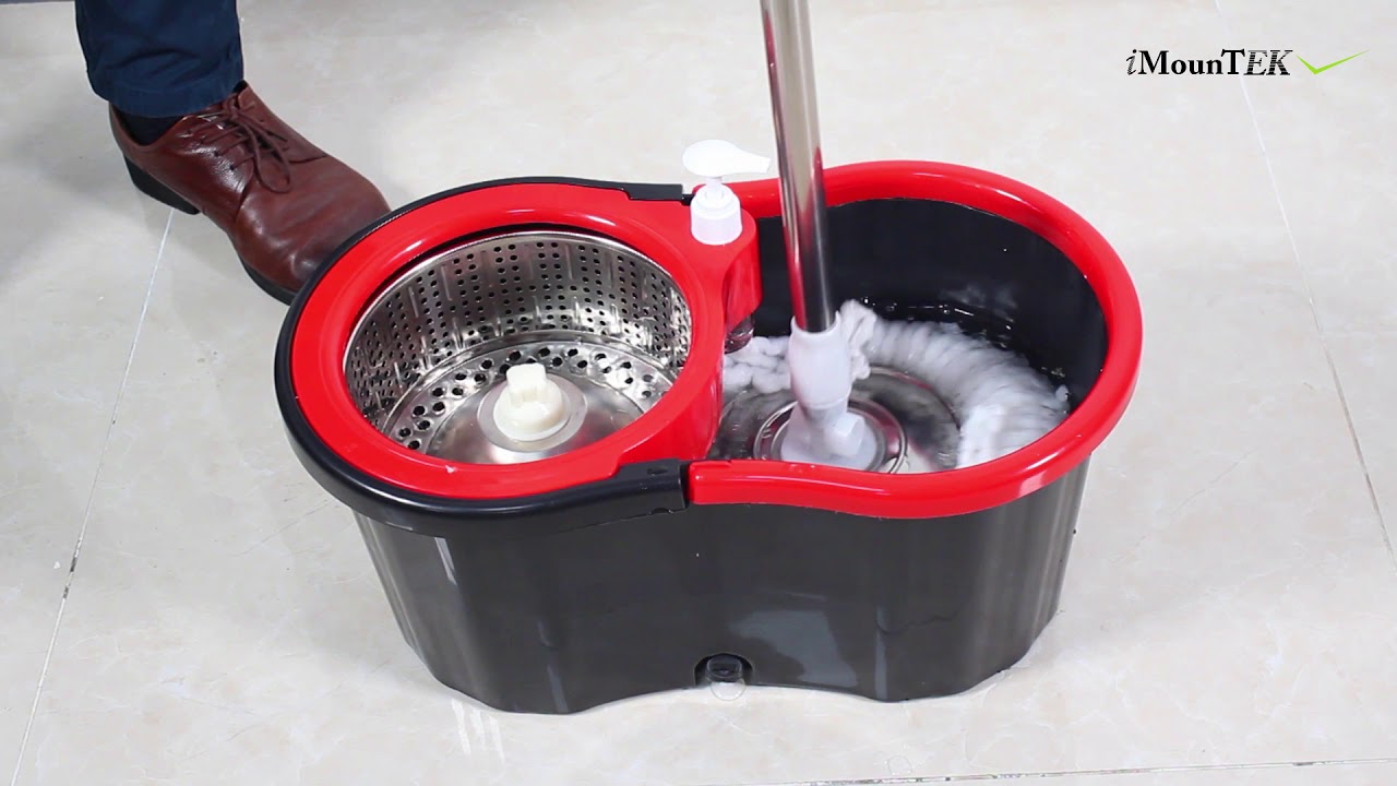 GPCT1883 - 360&deg; Stainless Steel Spin Mop Wringer Bucket Set w/ Easy Press Handle & 2 Mop Heads