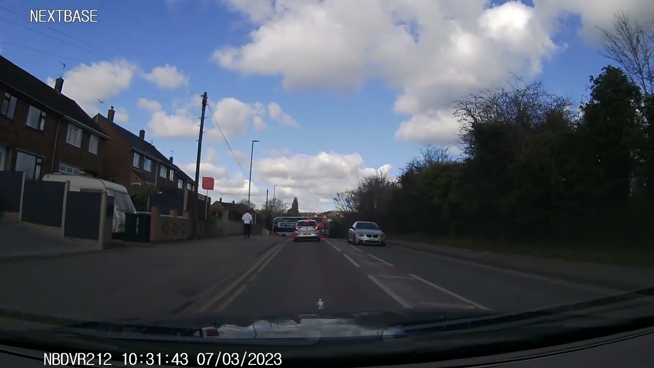 Nottingham City Transport bus driver give way fail, woman forced to hit brakes. Nottingham 7.3.23