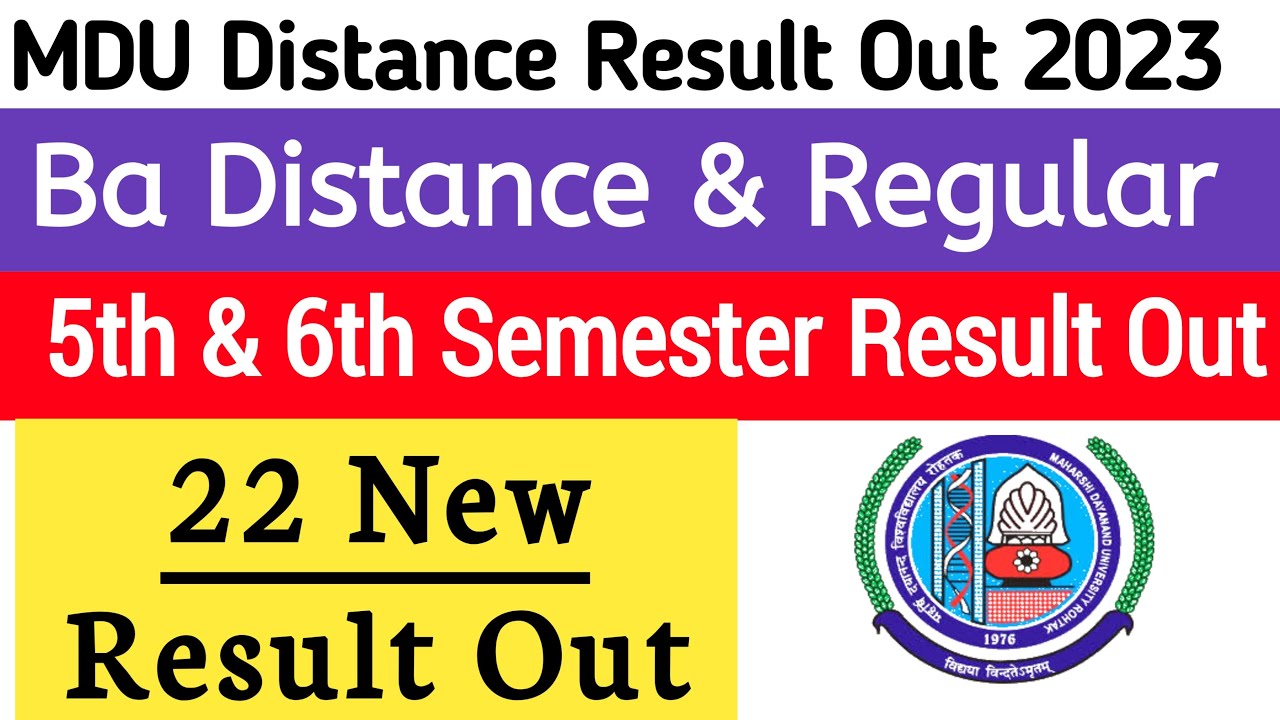 Mdu Ba Distance 6th Semester Result Out 2023 | Mdu Ba Distance 5th Semester Result Out  2023