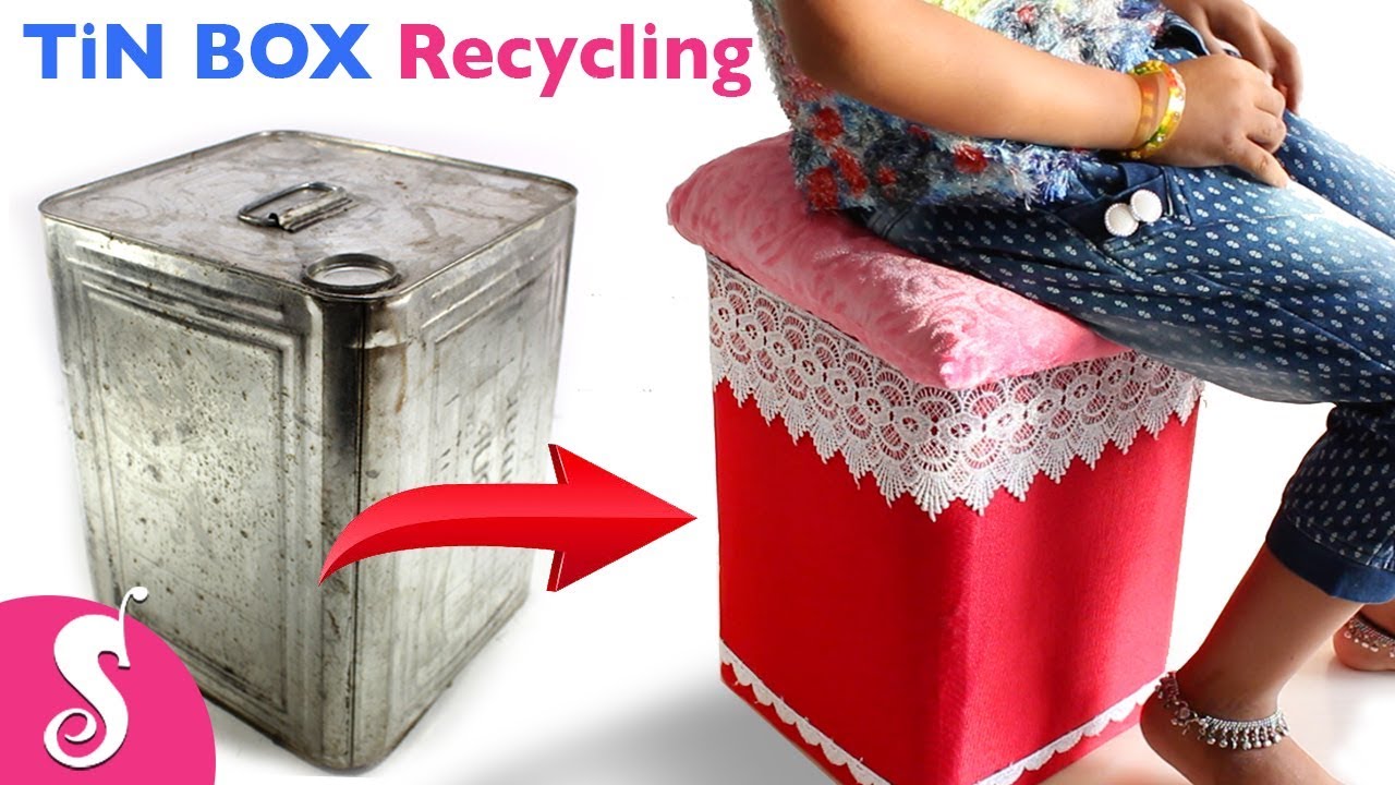 Tin BOX Idea | Make Easy STOOL & TABLE reusing Waste TiN BOX | Best Out of Waste with Tin Box