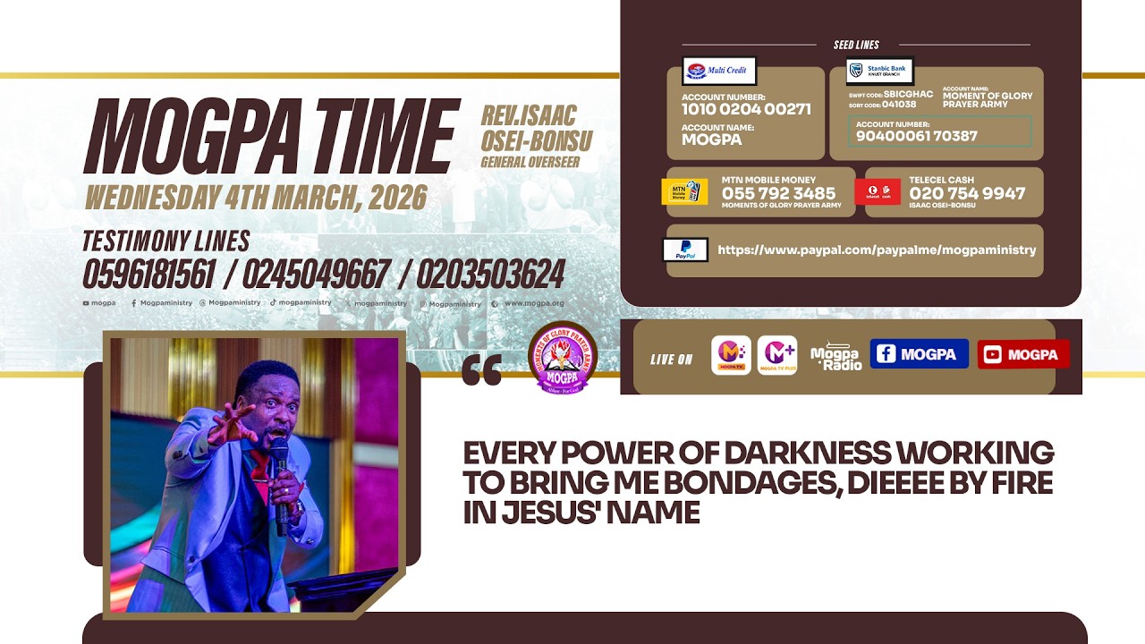 BREAKING DEMONIC BONDAGES  || MOGPA TIME WITH REV O B || 04 - 03 - 2026