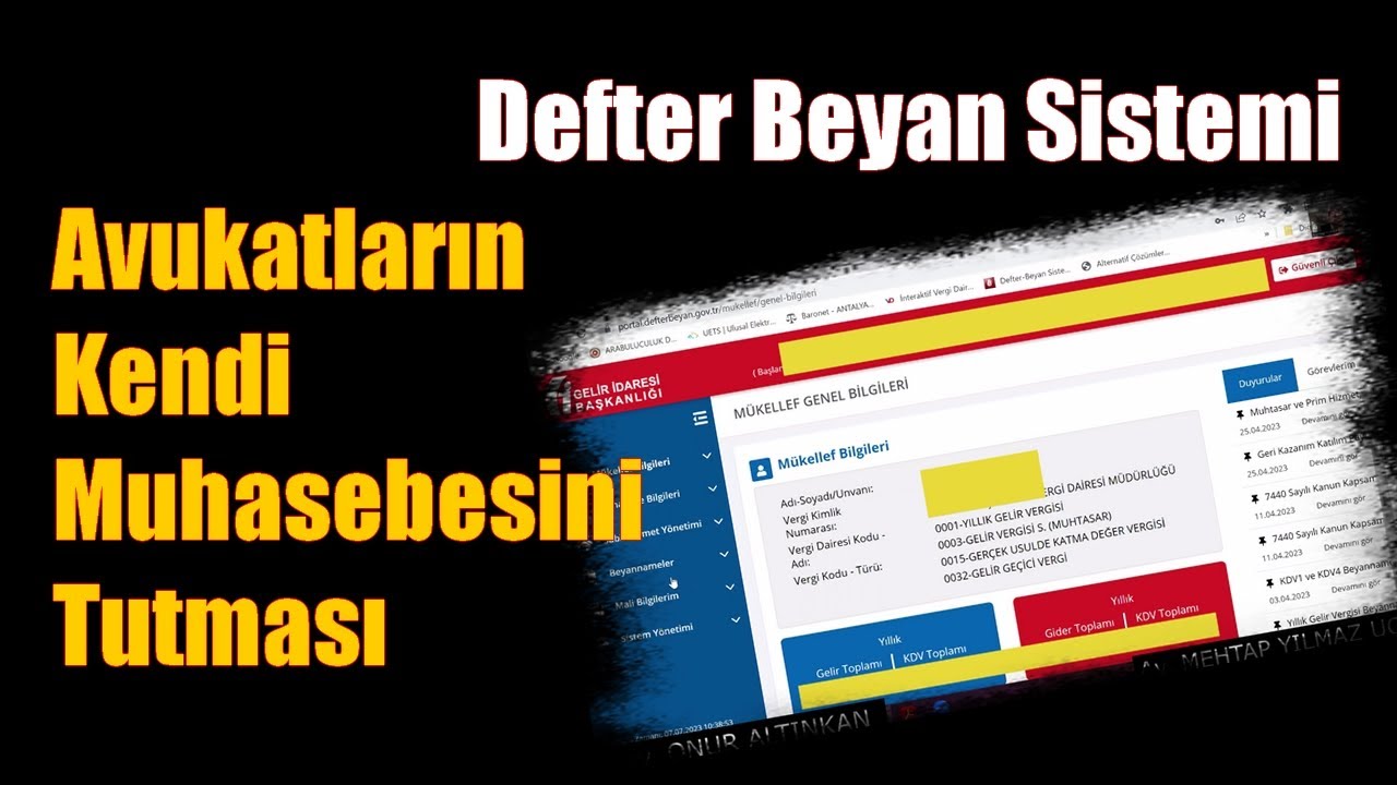 Avukatların Kendi Muhasebelerini Kendilerinin Tutması - Defter Beyan Sistemi Eğitimi - Tanıtımı