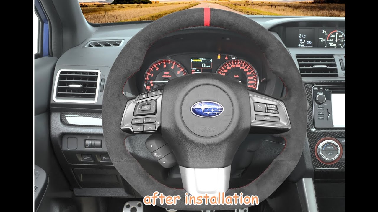 MEWANT Alcantara Material --for Subaru WRX (STI) Hand Stitch Car Steering Wheel Cover Installation