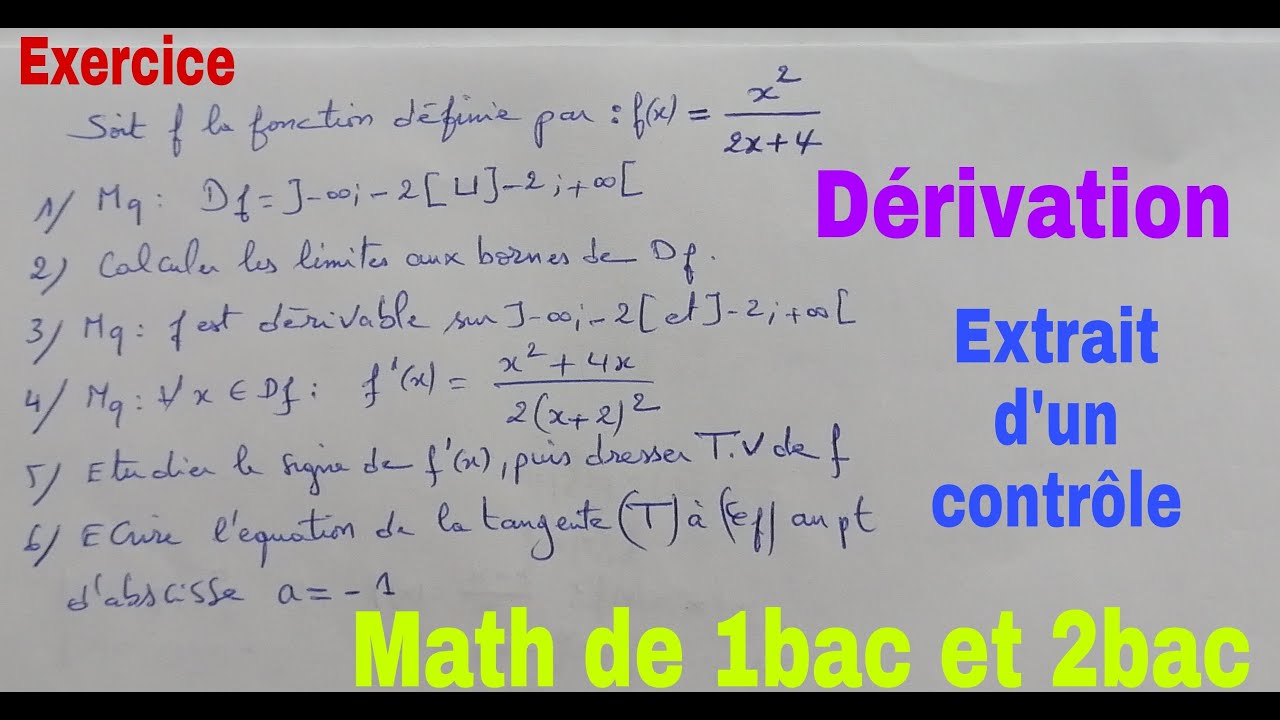 Derivation....math de 1bac et 2bac