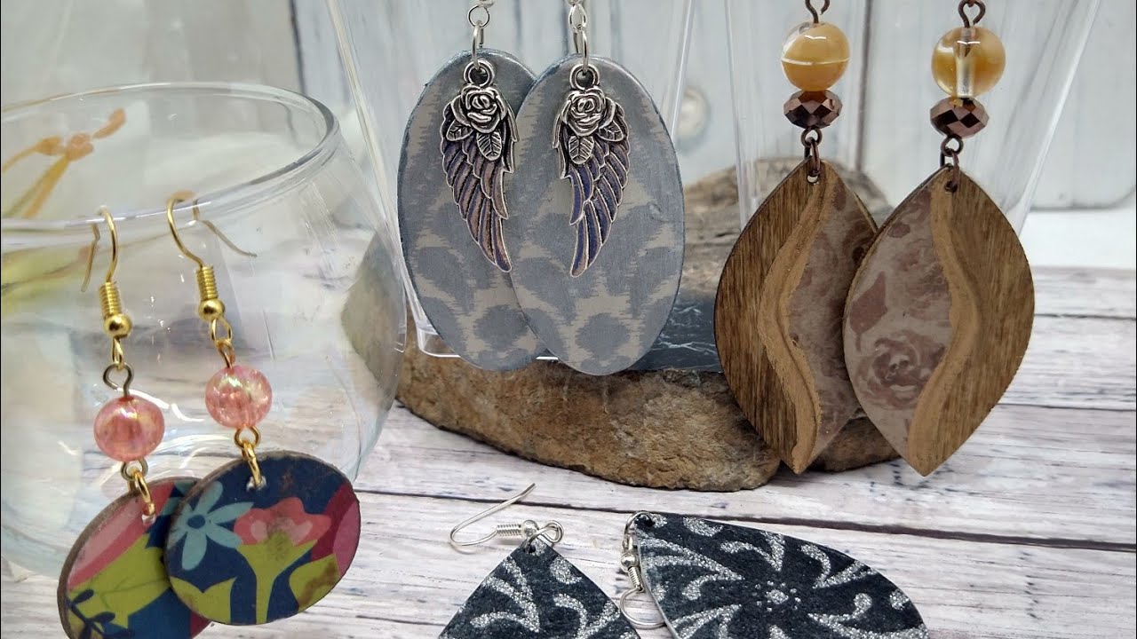 Wooden Decoupage Earrings